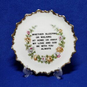 My Love and God Be With You Wall Hanging Plate 1960's Wall Decor Granny Core